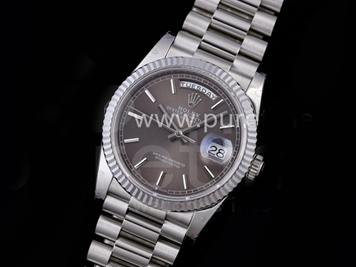 [홍콩명품시계.ROLEX] 로렉스 데이데이트 36mm 128239 904L 스틸 스틱 마크 그레이 다이얼, 롤렉스,남자명품시계,메탈시계,무브타임쇼핑몰