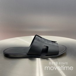 [홍콩명품.Hermes] 에르메스 25SS 로고 이즈미르 레더 가죽 슬리퍼 (블랙), SE5217, GHS, 명품스니커즈,운동화,구두,로퍼,하이탑,신발