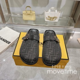 [홍콩명품,FENDI] 펜디 25SS 로고 남여 FF패턴 레더 가죽 샌들 슬리퍼 (블랙), SE5276, GHS, 명품스니커즈,운동화,구두,로퍼,하이탑,신발