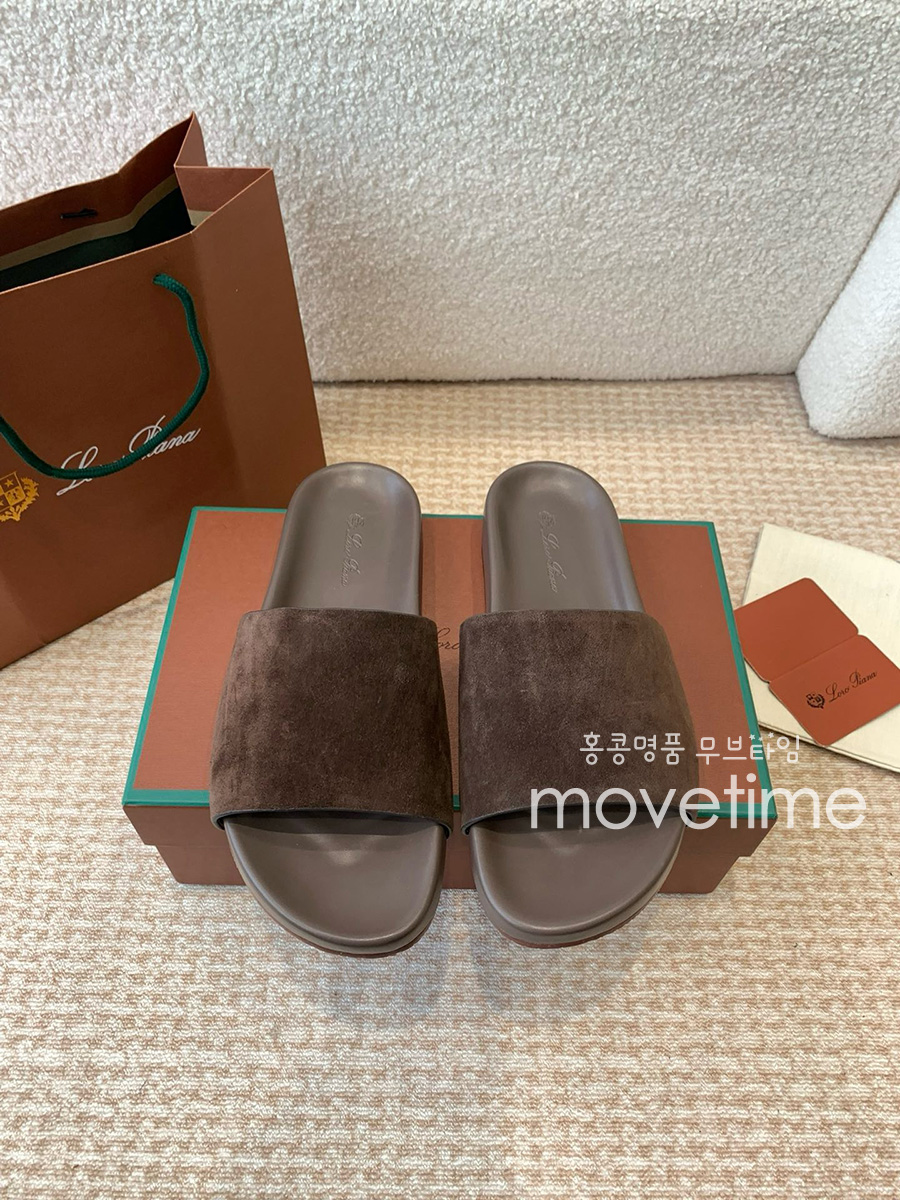 [홍콩명품.Loro Piana] 로로피아나 25SS 로고 남여 레더 가죽 샌들 슬리퍼 (다크브라운), SE5289, GHS, 명품스니커즈,운동화,구두,로퍼,하이탑,신발