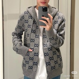 [명품레플리카.Gucci] 구찌 25SS 로고 GG수프림 리버서블 캐시미어 후드 집업 자켓 (그레이), BM21213, KB, 홍콩명품의류,구매대행,온라인명품