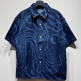 [명품레플리카.LOUIS VUITTON] 루이비통 25SS 로고 데님 반팔 남방 셔츠 + 데님 쇼츠 반바지 상하의 세트, BM21220, KB, 홍콩명품의류,구매대행,온라인명품