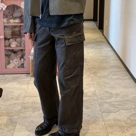 [명품레플리카,PRADA] 프라다 25SS 삼각로고 오버핏 데님 팬츠 진 청바지 (다크그레이), BM21232, KB, 홍콩명품의류,구매대행,온라인명품
