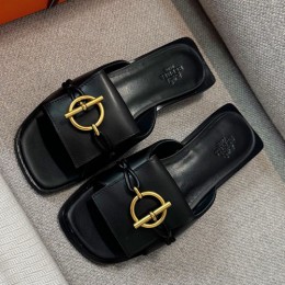 [홍콩명품.Hermes] 에르메스 25SS 로고 여성 레더 가죽 굽 샌들 (블랙), SE5309, GHS, 명품스니커즈,운동화,구두,로퍼,하이탑,신발