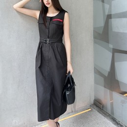 [홍콩명품,PRADA] 프라다 25SS 로고 여성 벨티드 슬리브리스 원피스 (블랙), BM21339, TBG, 명품레플리카,미러급,온라인쇼핑몰사이트