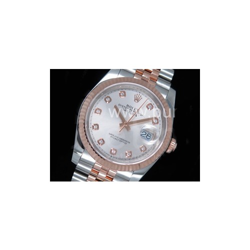 로렉스 데이저스트 36mm 로즈골드 실버 다이얼 | DateJust 36 SS_RG 116231 RZF Best Edition 904L Steel Silver Dial Diamonds Markers on SS_RG Bracelet A2824