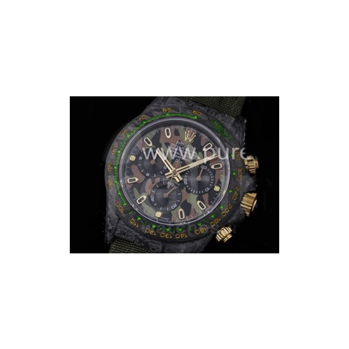 로렉스 데이토나 카본 베젤 카모플래지 다이얼 | Daytona DIW Carbon OMF Best Edition Carbon_Camouflage Dial on Dark Green Nylon Strap A4130