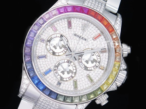 로렉스 데이토나 풀 다이아몬드 다이얼 | Daytona SS Full Paved Diamonds OMF Best Edition Diamonds Dial on Diamonds Bracelet A4130