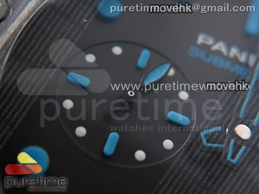 파네라임 팸1616 카보테크 47mm 블랙 다이얼 | PAM1616 Carbotech 47mm VSF Best Edition Black Dial Blue Markers on Rubber Strap P.9010 Clone