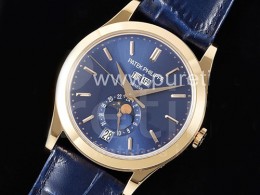 파텍필립 애뉴얼 칼렌더 문페이즈 로즈골드 블루 다이얼 | Annual Calendar Moonphase 5396 RG ZF 1:1 Best Edition Blue Stick Dial on Blue Leather Strap A324