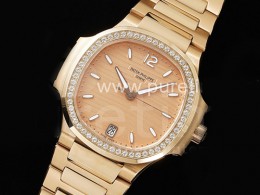 파텍필립 노틸러스 7118 여성용 다이아몬드 베젤 로즈골드 다이얼 | Nautilus 7118 Ladies RG 3KF 1:1 Best Edition RG Dial Diamonds Bezel on RG Bracelet A324 Super Clone