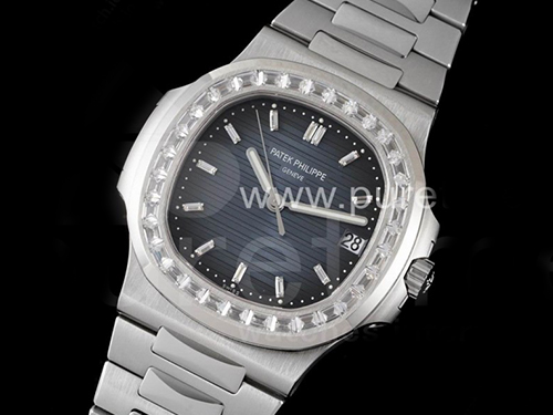 파텍필립 노틸러스 5711 다이아몬드 베젤 블루 다이얼 | Nautilus 5711 SS PPF 1:1 Best Edition Blue Dial Diamonds Markers and Bezel on SS Bracelet 324CS V3