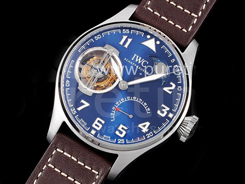 아이다블유씨 빅파일럿 콘스턴트포스 투어빌론 블루 다이얼 | Big Pilot's Constant-Force Tourbillon SS JBF Maker Best Edition Blue Dial on Brown Leather Strap