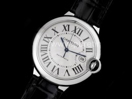 까르띠에 발롱블루 42mm 화이트 다이얼, 가죽밴드, 홍콩명품남자시계,CARTIER