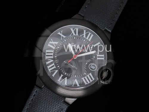 까르띠에 발롱블루 42mm PVD 블랙 다이얼, 나일론스트랩, 홍콩명품남자시계, CARTIER