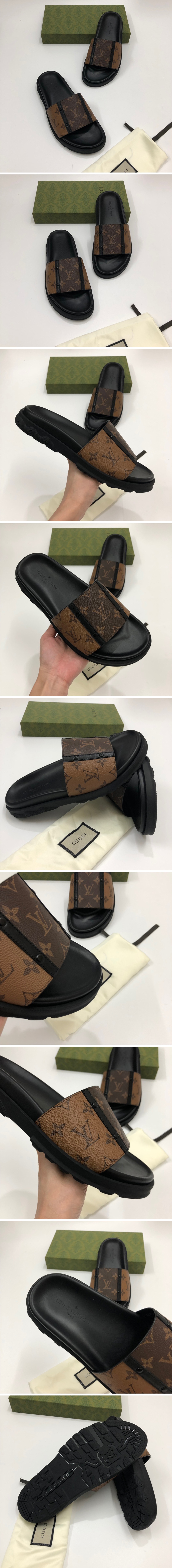 [Louis Vuitton] 루이비통 모노그램 남자 22ss 플랫 슬리퍼 SE424, PMD, 홍콩명품신발,남자,무브타임,구매대행