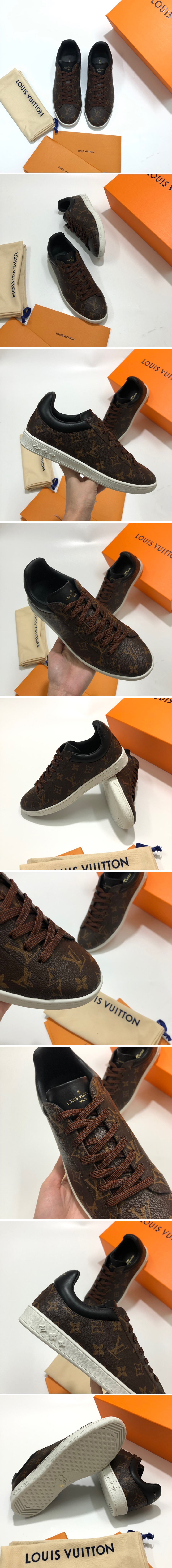 [Louis Vuitton] 루이비통 22ss 남자 모노그램 브라운 스니커즈 운동화 슈즈 SE435, PMD, 홍콩명품신발,명품슈즈,뤼비,무브타임