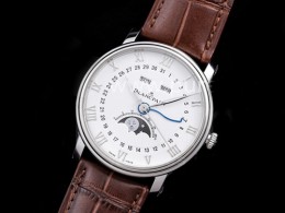 [BLANCPAIN] 블랑팡 빌레레 데이데이트 문페이즈 화이트 다이얼, 홍콩명품시계,워치,남자명품시계,브라운가죽스트랩