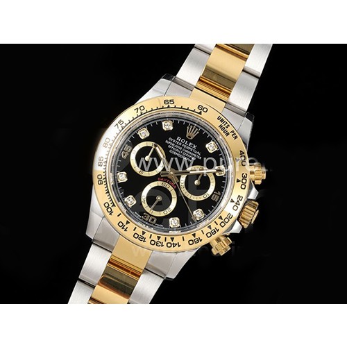 [홍콩명품시계.ROLEX] 로렉스 데이토나 116523 옐로우골드 크로노그래프 블랙 다이아몬드 다이얼 콤비, 롤렉스,명품레플리카,남자명품시계,워치,중년남자,SA,명품시계,메탈밴드스트랩
