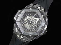 [홍콩명품시계,HUBLOT] 휴블럿 위블로 빅뱅 상블러 블랙 세라믹 베젤 크로노 스켈레톤 다이얼, 명품레플리카,남자명품시계,워치,중년남자,SA,명품시계,고무밴드스트랩