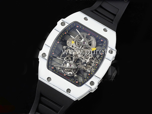 [홍콩명품시계.RICHARD MILLE] 리차드밀레 RM027-02 투어빌론 화이트 카본 베젤 스켈레톤 다이얼 블랙 라버 스트랩, 무브타임, 남자명품시계,워치,손목시계