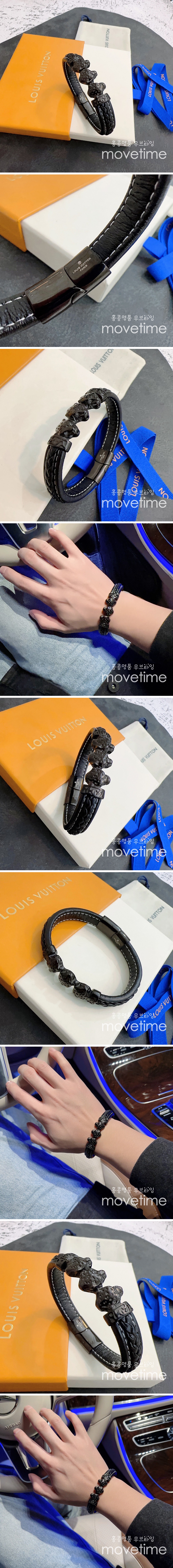 [홍콩명품.LOUIS VUITTON] 루이비통 23SS 스컬 장식 레더 팔찌, ET765,AGG,홍콩명품쇼핑몰,무브타임,악세사리,잡화,생활용품