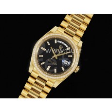 [홍콩명품시계.ROLEX] 롤렉스 데이데이트 40mm 옐로우골드 다이아몬드 베젤 블랙 크리스탈 다이얼, 명품직구,구매대행,럭셔리,남자명품시계,워치,중년남자