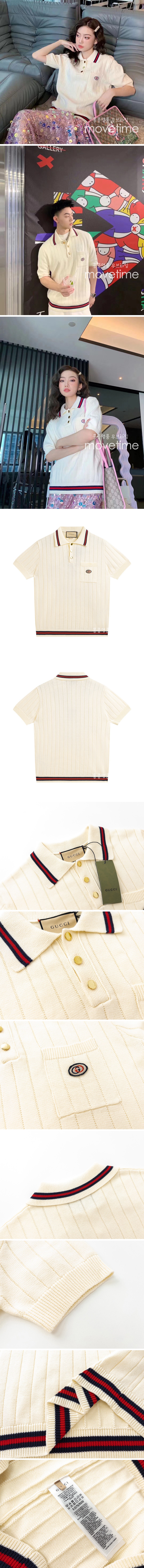 [홍콩명품.Gucci] 구찌 23SS Gucci Cotton knit 니트 폴로 반팔 티셔츠 653624, BM6624, SUN, 홍콩명품쇼핑몰,인터넷명품,온라인명품사이트,해외명품,해외직구