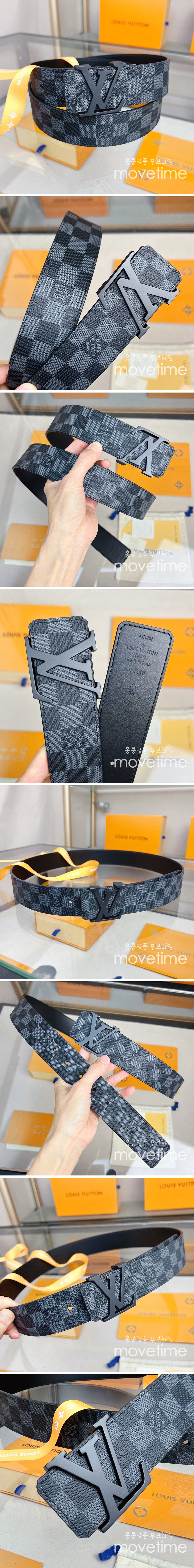 [홍콩명품.LOUIS VUITTON] 루이비통 23SS LV버클 다미에 가죽 벨트 M0212U (블랙), BT741, 4.0cm, X1, 명품레플리카,명품쇼핑몰,의류,무브타임사이트,인터넷쇼핑몰,남자명품,해외직구