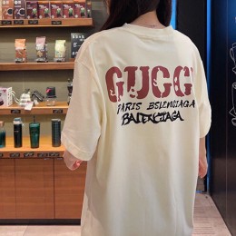 [홍콩명품.Gucci] 구찌 23SS 발렌시아가 콜라보 로고 프린트 반팔 티셔츠 (2컬러), BM6657, GG, 홍콩명품쇼핑몰,인터넷명품,온라인명품사이트,해외명품,해외직구