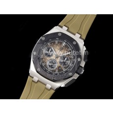[홍콩명품시계.AUDEMARS PIGUET] 오데마피게 로얄오크 오프쇼어 44mm 크로노 블랙 세라믹 베젤 브라운 다이얼, 남자명품시계,워치,중년남자,SA,명품시계,고무밴드