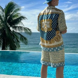 [홍콩명품.VERSACE] 베르사체 23SS 로고 파자마 셔츠 + 반바지 상하의 세트, BM7324, GG, 온라인명품쇼핑몰,남자명품의류,인터넷쇼핑몰,해외직구