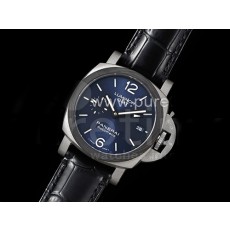 [홍콩명품시계.PANERAI] 파네라이 팸1279 루미너 GMT 블랙카본베젤 블루 다이얼, 무브타임,남자명품시계,워치,남자,SA,가죽밴드