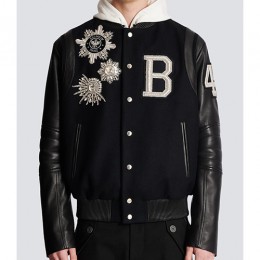 [홍콩명품.BALMAIN] 발망 23SS 로고 가죽 레이어드 바시티 자켓 (블랙), BM8996, TOM, 온라인명품쇼핑몰,남자명품의류,인터넷쇼핑몰,해외직구