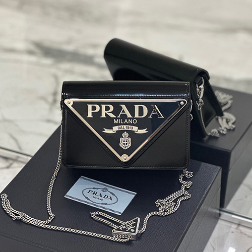 [홍콩명품,PRADA] 프라다 23SS 삼각로고 가죽 크로스 백 (블랙), BGM2181, BC, 홍콩명품가방,명품쇼핑몰,크로스백,핸드백,구매대행,무브타임