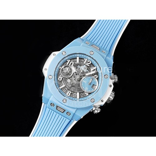 [홍콩명품시계.HUBLOT] 휴블럿 빅뱅 유니코 스카이 블루 세라믹 베젤 스켈레톤 다이얼
