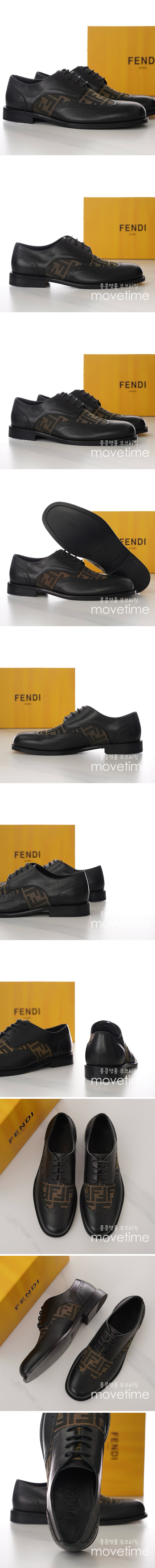 [홍콩명품,FENDI] 펜디 24SS 로고 패턴 레이어드 가죽 정장 구두 (블랙-브라운), SE2407, S2, 홍콩명품쇼핑몰,무브타임,악세사리,잡화,생활용품