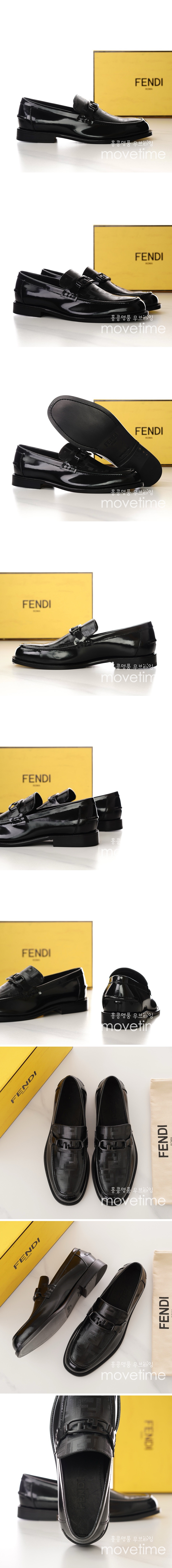 [홍콩명품,FENDI] 펜디 24SS 로고 패턴 가죽 로퍼 구두 (블랙), SE2409, S2, 홍콩명품쇼핑몰,무브타임,악세사리,잡화,생활용품