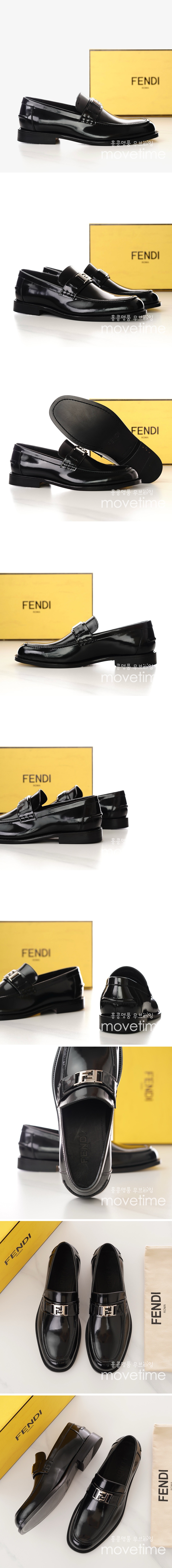 [홍콩명품,FENDI] 펜디 24SS 로고 패턴 가죽 로퍼 구두 (블랙), SE2412, S2, 홍콩명품쇼핑몰,무브타임,악세사리,잡화,생활용품