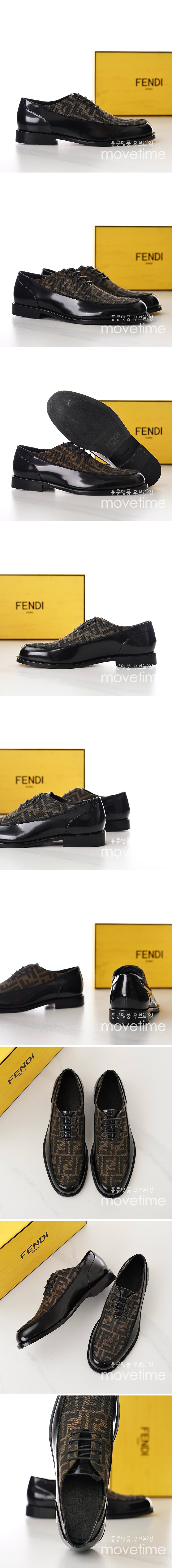 [홍콩명품,FENDI] 펜디 24SS 로고 패턴 레이어드 가죽 정장 구두 (블랙-브라운), SE2414, S2, 홍콩명품쇼핑몰,무브타임,악세사리,잡화,생활용품