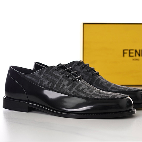 [홍콩명품,FENDI] 펜디 24SS 로고 패턴 레이어드 가죽 정장 구두 (블랙-그레이), SE2416, S2, 홍콩명품쇼핑몰,무브타임,악세사리,잡화,생활용품