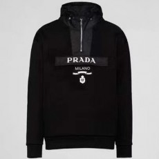 [홍콩명품,PRADA] 프라다 24SS 로고 자수 나일론 포켓 후드 티셔츠 (블랙), BM11820, JU, 홍콩명품의류,구매대행,온라인명품