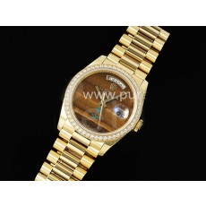 [ROLEX] 로렉스 롤렉스 데이데이트 36mm 옐로우골드 다이아몬드 베젤 브라운 다이얼