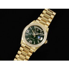 [ROLEX] 로렉스 롤렉스 데이데이트 36mm 옐로우골드 다이아몬드 베젤 그린 다이얼