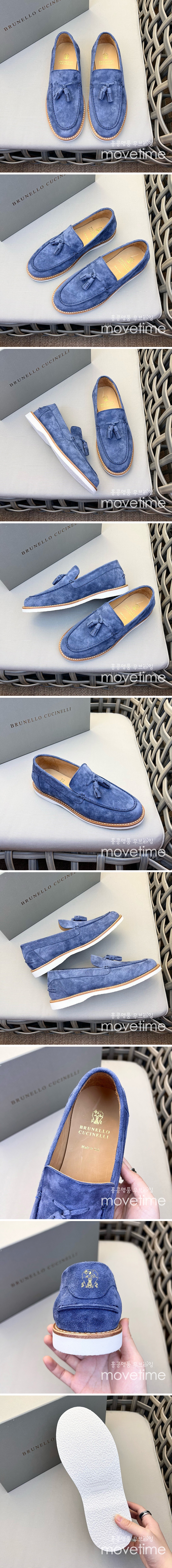 [홍콩명품.Brunello Cucinelli ] 브루넬로쿠치넬리 24SS 로고 레더 가죽 로퍼 (블루), SE2606, S2, 홍콩명품쇼핑몰,무브타임,악세사리,잡화,생활용품