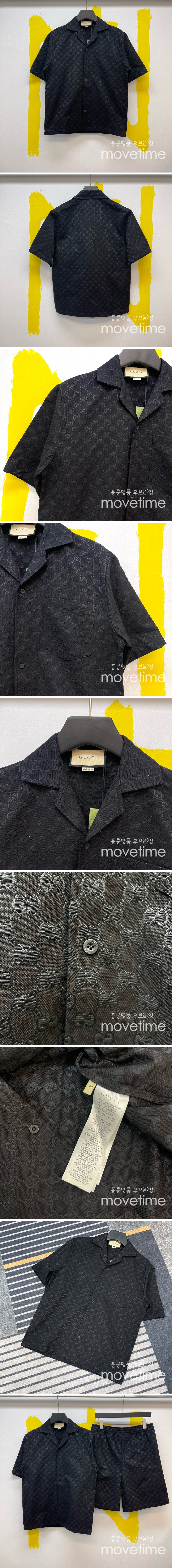 [홍콩명품.Gucci] 구찌 24SS 로고 GG수프림 반팔 남방 셔츠 + 쇼츠 반바지 상하의 세트 (블랙), BM12334, JU, 홍콩명품의류,구매대행,온라인명품