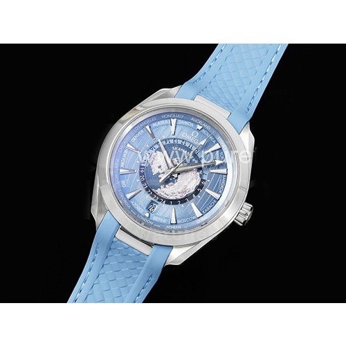 [홍콩명품시계.OMEGA] 오메가 아쿠아테라 GMT 월드타이머 43mm 썸머 블루 다이얼