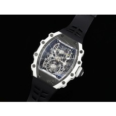 [홍콩명품시계.RICHARD MILLE] 리차드밀레 RM21 투어빌론 화이트 블랙 카본 스켈레톤 다이얼 고무밴드