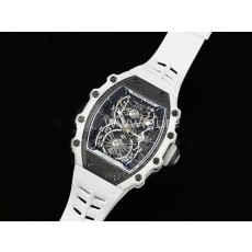 [홍콩명품시계.RICHARD MILLE] 리차드밀레 RM21 투어빌론 화이트 블랙 카본 스켈레톤 다이얼 고무밴드