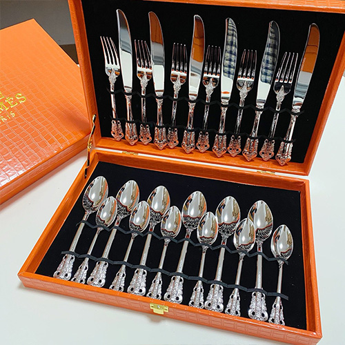 [홍콩명품.Hermes] 에르메스 24SS 로고 선물용 은장 수저 포크 나이프 세트 (6인용-24pcs), ET2072, ZAKKA, 홍콩명품가방,명품쇼핑몰,크로스백,핸드백,구매대행,무브타임